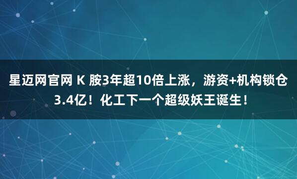 星迈网官网 K 胺3年超10倍上涨，游资+机构锁仓 3.4亿！化工下一个超级妖王诞生！